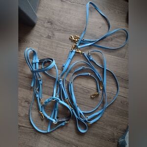 Synthetic bridle and German training rein set Con or horse size adjustable 🐎